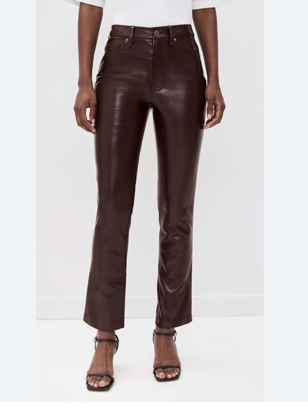 EUC Pistola Lennon Faux Leather Crop Boot Pant in Coffee Bean, Size 29